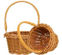 COHEALI Cestas Pequeñas Tejidas a Mano con Asa Set 2 Unidades Cesta de Almacenamiento y Decoración Color Marrón para Cocina Jardín y Picnic Juguetes y Flores