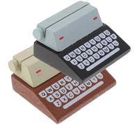 COHEALI Clips de Notas de Escritorio de Madera Vintage Estilo Máquina de Escribir, Portafotos Reutilizable Base de Madera, Set 2 Piezas (1 Marrón, 1 Negro) para Oficina y Mensajes