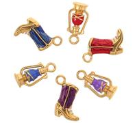 COHEALI Colgantes de Acero Inoxidable Estilo Country Western 6 Piezas Diseño Doble Cara Esmaltada Dijes Dorados para Botas y Faroles Vintage Accesorios para Joyería y Llaveros