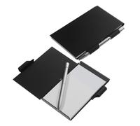 COHEALI Cuaderno Pequeño de Aluminio con Tapa Abatible y Bolígrafo, Bloc de Notas Portátil Metal 2 Pcs para Oficina y Viajes, Mini Libreta con Páginas Recambiables Negra, Práctico Bloc
