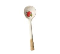 COHEALI Cuchara Sopera de Cerámica Pequeña Estilo Asiático Retro, Cucharita de Postre y Avena, Superficie Lisa, Diseño Creativo para Sopa, Café y Gachas, Utensilio para Hogar y Cocina