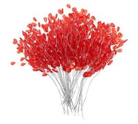 COHEALI Cuentas Acrílicas para Decoración de Ramos y Accesorios de Bricolaje 50 Piezas Ramas Cortas Gotas Rojas para Flores Artificiales y Adornos de Fiesta de Bodas