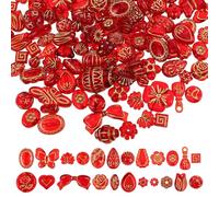 COHEALI Cuentas Rojas Transparentes para Manualidades 100g Surtido de Cuentas de Cristal Baño Dorado con Diseño de Flores Vintage para Pulseras y Collares DIY