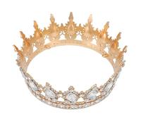 COHEALI Diadema de Boda para Mujer en Aleación de Zinc Corona Dorada y Gemas de Imitación, Accesorio Profesional y Práctico para Novias y Damas de Honor