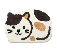 COHEALI Felpudo Antideslizante para Puerta de Hogar, Alfombra Decorativa para Dormitorio y Baño, Diseño de Gato de Peluche en Color Beige, Absorbente y Suave, Adecuado para Interiores