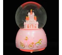 COHEALI Globo Musical Decorativo Bola de Cristal Rosa de Resina sin Batería Adorno de Escritorio para Decoración del Hogar y Ocasiones Festivas