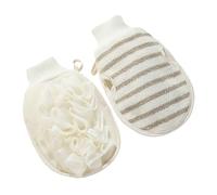 COHEALI Guantes Exfoliantes de Lino 2 Piezas para Ducha y Baño, Guante Exfoliante Corporal Doble Cara, Removedor de Piel Muerta, Compacto y Portátil para Cuidado Personal