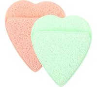 COHEALI Guantes Limpiadores Faciales, Esponjas Exfoliantes Suaves para Dedos, Paquete de 2 (naranja y Verde Corazón), Herramienta Portátil para Limpieza, Desmaquillado y Cuidado Facial