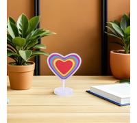 COHEALI Letrero de Neón LED Forma de Corazón Portátil a Batería Luz Decorativa Romántica para San Valentín Bodas y Fiestas Lámpara de Neón Corazón Base ABS para Mesa y Pared