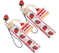 COHEALI Llavero de Aleación Diseño de Fresa y Campana, 2 Piezas, Cadena Creativa para Colgar Teléfono Móvil, Accesorio Decorativo DIY para Bolsos y Teléfonos, Colores Color Aleatorio