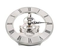 COHEALI Movimiento de Reloj Esqueleto Redondo 126 Mm Plateado Números Romanos, Kit de Mecanismo de Repuesto para Relojes de Mesa Diy, Inserto Transparente para Decoración y Reparación