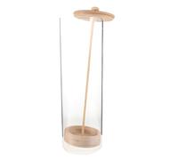 COHEALI Organizador de Encimera de Cocina Dispensador de Pajitas con Tapa de Madera, Caja Organizadora Acrílica Transparente, Soporte Multiusos Grande (25 Cm Alto X 8 Cm Diámetro) para