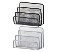 COHEALI Organizador de Escritorio de Malla Metálica 2 Piezas, 3 Niveles, Porta Papel y Archivos Vertical, Color Negro y Plata, Organizador de Cartas para Oficina y Hogar