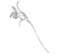 COHEALI Palillos Cabello Estilo Chino de Metal Plateado Flor de Ciruelo y Perlas, Horquilla Tradicional para Mujer, Accesorio Liviano para Moños y Recogidos, Adecuado para Tocados