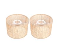 COHEALI Pantallas de lámpara colgante de ratán en pack de 2, diseño con rejilla y estilo rústico, resistentes para uso en living rooms y cafés