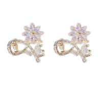 COHEALI Pinzas Pelo Pequeñas Forma de Flor de Cristal, Accesorio para Mujer en Set de 2 Unidades, Color Rosa, Mini Pinza Cabello Adecuado para Peinados y Uso Diario