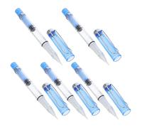 COHEALI Pluma Estilográfica de Caligrafía China con Punta Suave Flexible, sin Tinta, Color Azul, Set de 5 Unidades, Pincel Recargable para Lettering y Dibujo Artístico, Portátil