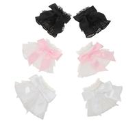 COHEALI Puños de Encaje Lolita para Muñecas 3 Pares, Mangas Falsas Lazo y Volantes Plisados, Accesorios para Fotos de Uñas en Salón, Colores , Adecuado para Arte y Exhibición de Uñas