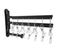 COHEALI Rack para Colgar Ropa Plegable y Giratorio 360° de Acero Inoxidable Negro, Doble Barra y 2 Niveles, Adecuado para Apartamentos Pequeños y Baños