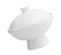 COHEALI Tazón de Cerámica Blanco Pequeño Tapa, Resistente al Calor, para Guiso y Servir Postres, Adecuado para Sopa y Agua Azucarada en Cocina Doméstica y Restauración