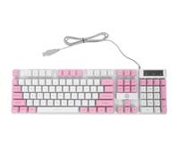 COHEALI Teclado para Juegos Mecánico Cable USB 104 Teclas RGB Retroiluminadas Diseño Blanco y Rosa Adecuado para Gaming Oficina y Uso Doméstico