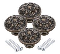 COHEALI Tiradores de Cajón Redondos Vintage de Metal Antiguo, 4 Unidades, Diseño Europeo Clásico, Perillas para Armarios, Gabinetes y Puertas, Pomos Decorativos Estilo Rústico para Cocina