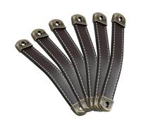 COHEALI Tiradores de Cuero para Cajones y Armarios 6 Piezas Estilo Vintage Cobre Antiguo y Marrón Oscuro Distancia entre Agujeros de 128 MM Accesorios para Muebles de Cocina y Baño
