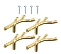 COHEALI Tiradores Dorados para Cajones y Armarios 6 Piezas de Aleación de Zinc Macizo Diseño Rústico Forma de Rama Resistentes Oxidación para Muebles Puertas Interiores y Decoración