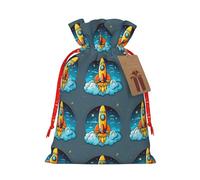 Cohete clipart - Bolsa de embalaje de Navidad con cordón para regalo de boda