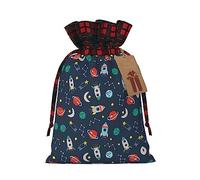 Cohete Clipart Bolsa de regalo de Navidad con cordón de nave espacial - Perfecto para Navidad y cumpleaños, y bolsas de caramelos, bolsas de recuerdos de fiesta