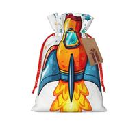 Cohete Clipart Nave espacial Bolsas de regalo de día festivo,Bolsas de regalo de Navidad reutilizables,Enfoque artístico para regalar