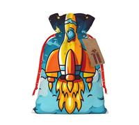 Cohete Clipart Nave espacial Bolsas de regalo de día festivo,Bolsas de regalo de Navidad reutilizables,Enfoque artístico para regalar