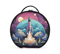 Cohete Espacial Luna Arte Bolsa de Maquillaje Organizador de Circular Cosméticos Bolsas Creatividad con Divisor Ajustable para Mujeres