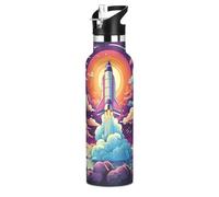 Cohete Espacial Planeta Arte Botella de Agua para Niños de Acero Inoxidable,Vaso Isotérmico de Vacío para Niñas Niños