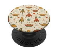 Cohetes Retro y OVNI Modern Atomic Sci-Fi Rocket Century PopSockets PopGrip Adhesivo
