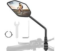 Coicer Espejo de bicicleta para bicicleta eléctrica izquierda HD 360° giratorio y plegable, espejo retrovisor para bicicleta, accesorios extra grandes superficie de espejo de cristal resistente a los
