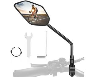 Coicer Espejo Retrovisor para Bicicleta Eléctrica HD 360° Giratorio y Plegable - Izquierda con Superficie Extra Grande de Cristal Resistente