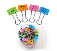 Coideal Clips de papel de metal medio, 48 clips de colores para carpetas con bonita cara sonriente hueca/multi color para archivos de fotos de papel, clip organizador para oficina o hogar (25 mm)
