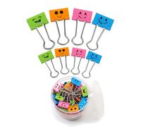 Coideal Clips de papel para carpeta sonriente, 100 piezas de varios tamaños y colores, divertidas abrazaderas de clip de metal con bonito diseño de cara sonriente para oficina (19 mm y 25 mm)