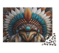 Coiffe de plumesPuzzles Pour Adultes 38x26cm/1000pcs,Jeux De Défi Style Art autochtone