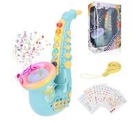 Coikes Saxofón de Juguete para niños saxofón de plástico de 8 Notas Música Instrumentos Musicales Juguete Educativo temprano Portátil para Niños Juguete de Plástico Saxofón para bebés y niños (Azul)
