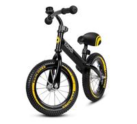 COIL Bicicleta andadora, bicicleta para niños, antideslizante, bicicleta de equilibrio, marco de acero, ruedas EVA de 12 pulgadas, peso máximo 30 kg, rodamiento de manillar (negro)
