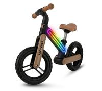 COIL Bicicleta para aprender a andar, bicicleta para niños, bicicleta de equilibrio, cuadro de nailon con luz LED, neumáticos EVA, peso: 3,05 kg, a partir de 2 años (negro/beige)