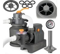 COIL Bomba de filtro de piscina, bomba de arena, filtro de arena para piscinas, bomba de filtro, depósito de arena: 12 kg, válvula de 6 vías con manómetro, incorporada, 250 W, 8705 l/h