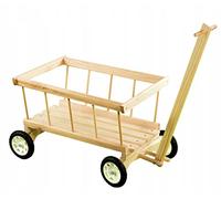 COIL Carro de escalera, carrito de mano, cochecito de juguete, hecho a mano, de madera, carro de madera, decoración de jardín, ruedas delanteras giratorias, autoensamblaje (pequeño)