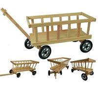 COIL Carro de escalera, carrito de mano, carrito de juguete, hecho a mano, de madera, carro de madera, decoración de jardín, ruedas delanteras giratorias, montaje en casa (grande)