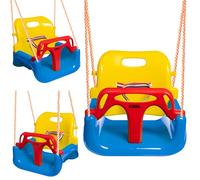COIL Columpio infantil para exteriores, 3 en 1, columpio ajustable para niños, para interior con respaldo, columpio para interiores y niños (C0348-azul)