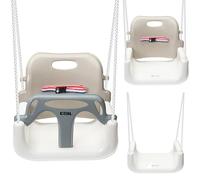 COIL Columpio infantil para exteriores, 3 en 1, columpio para bebé, ajustable, para interior con respaldo, columpio para interiores y niños pequeños (beige)