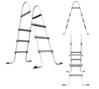 COIL Escalera de piscina estable para piscinas de jardín de hasta 107 cm, escalera de metal para piscina, escalera de seguridad con escalones anchos, montaje rápido, escalera para piscina, resistente