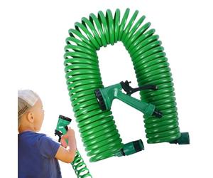 Coil Garden Hose, Expandable Water Hose with Spray Nozzle 32.8ft, Lightweight Flexible Irrigation Tube, 5-Mode Ergonomic Sprayer for Yard, RV, Boat and Car Wash